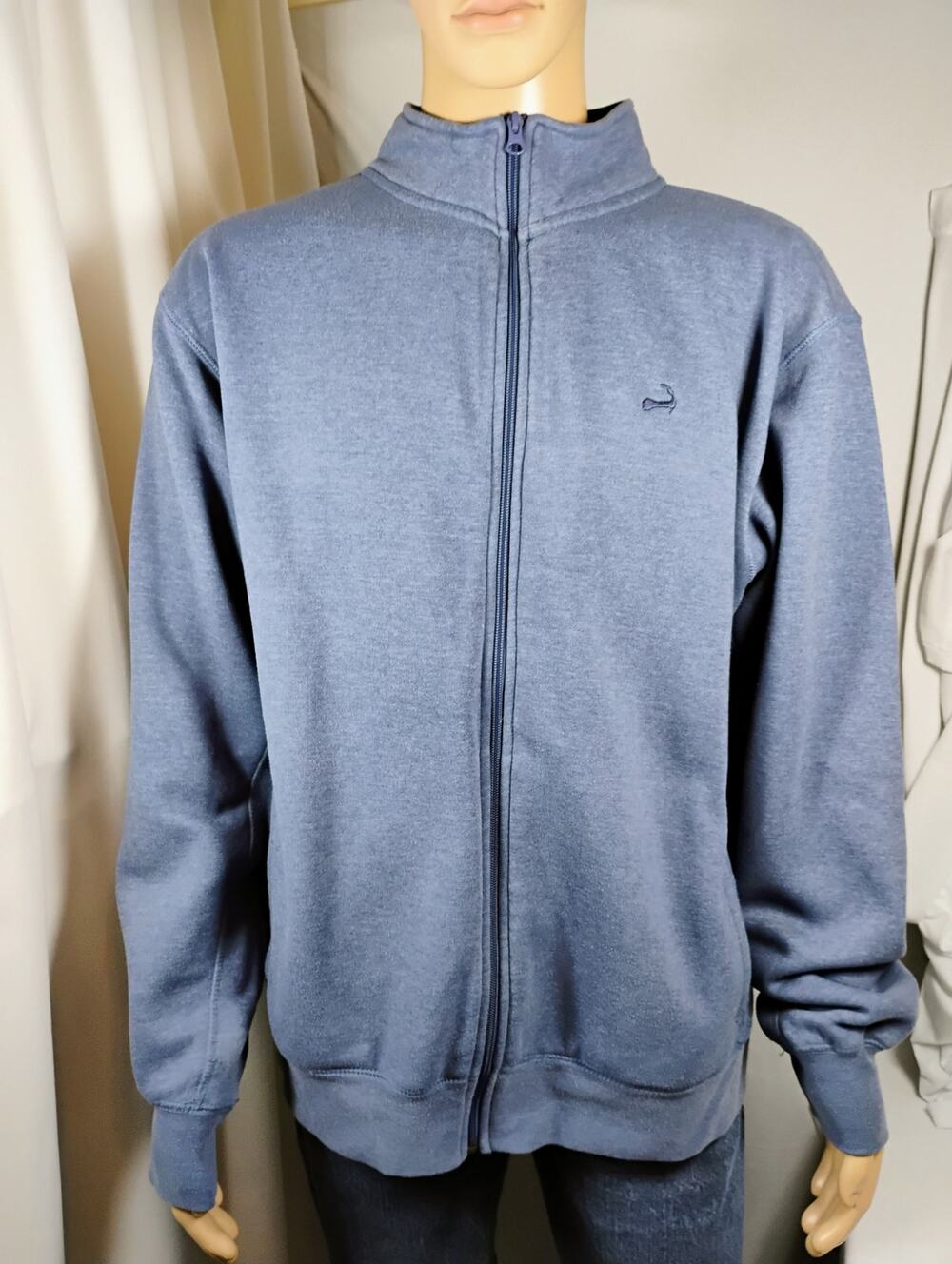 Cuffys Cape Cod Mens XL Blue Full Zip Mock Neck Fleece Sweatshirt Coastal